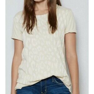 Current Elliott The Crew Tee Top Vintage White Ground Leopard Print Sz 2 Medium